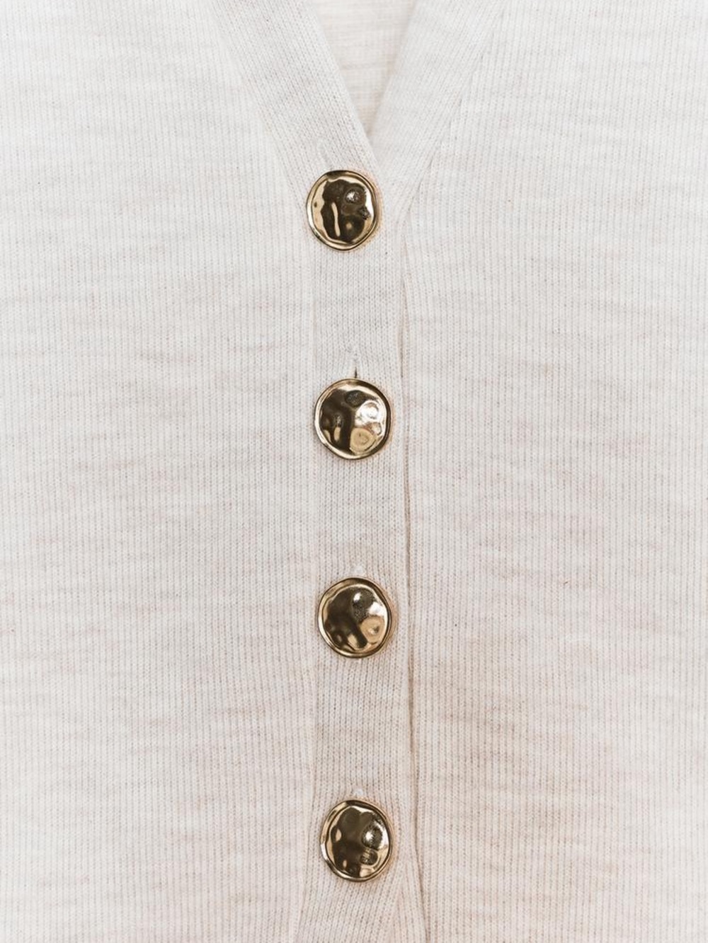 Zara Soft Button Beige Cardigan Gold Buttons - size medium - Picture 3 of 10